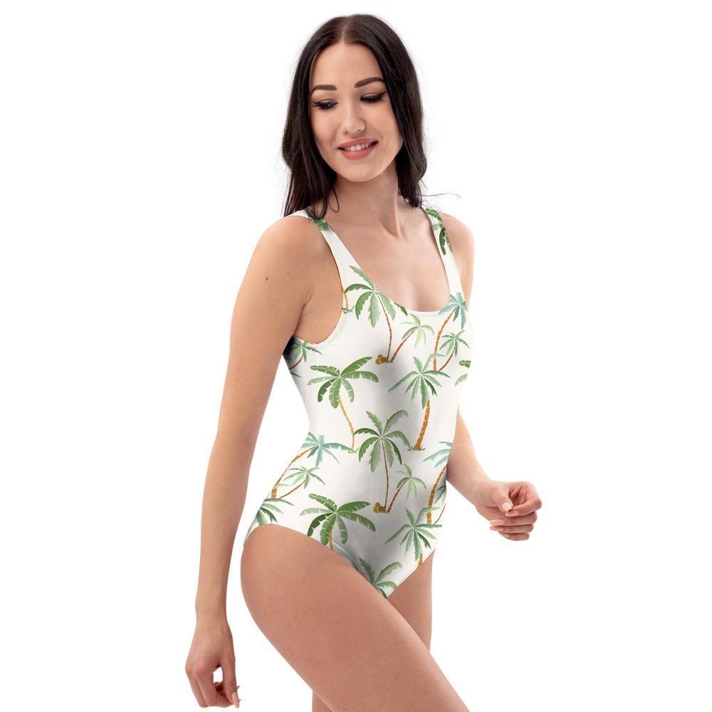 Tropical Palm Tree Hawaiian Print One Piece Swimsuite-grizzshop