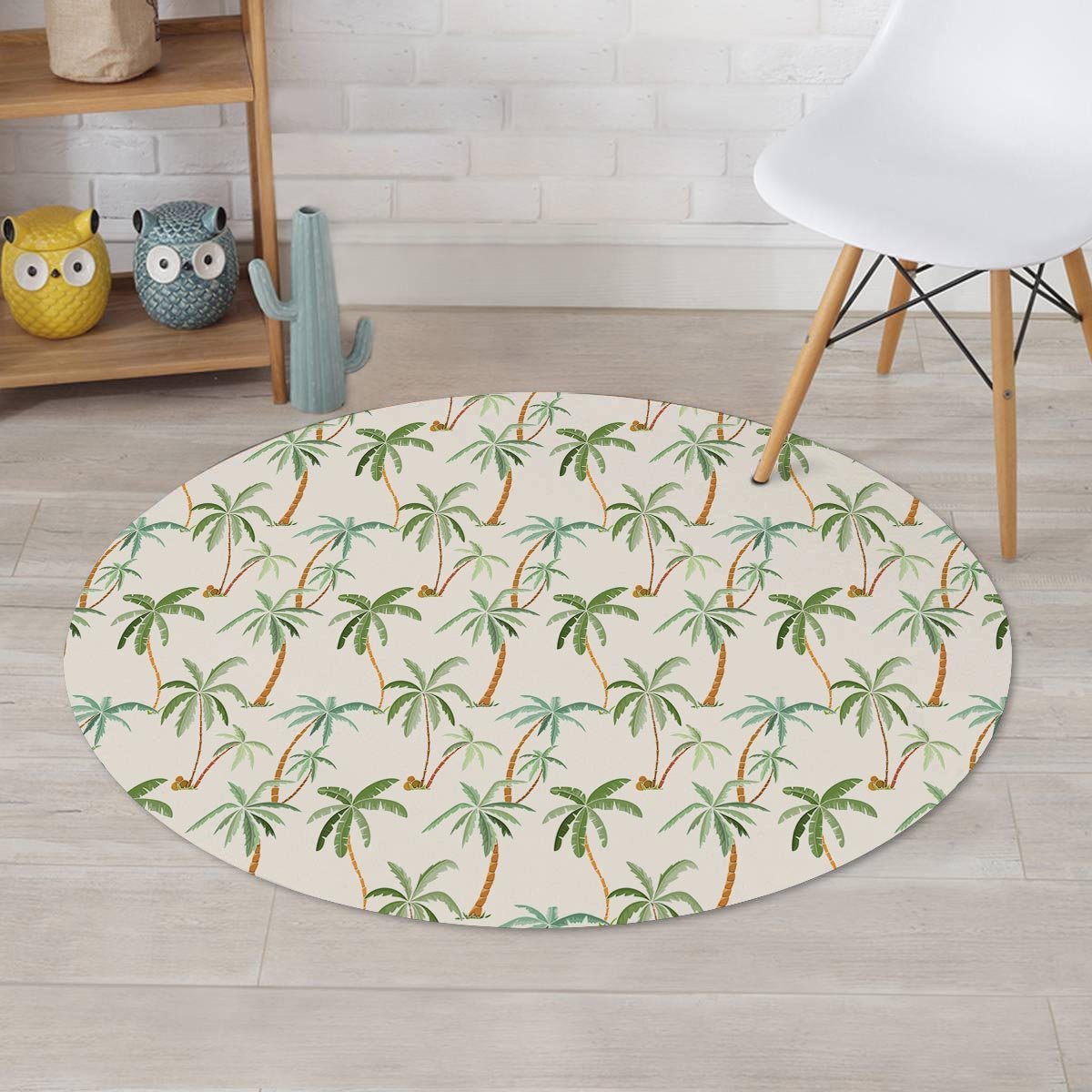 Tropical Palm Tree Hawaiian Print Round Rug-grizzshop
