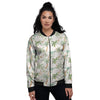 Tropical Palm Tree Hawaiian Print Women's Bomber Jacket-grizzshop