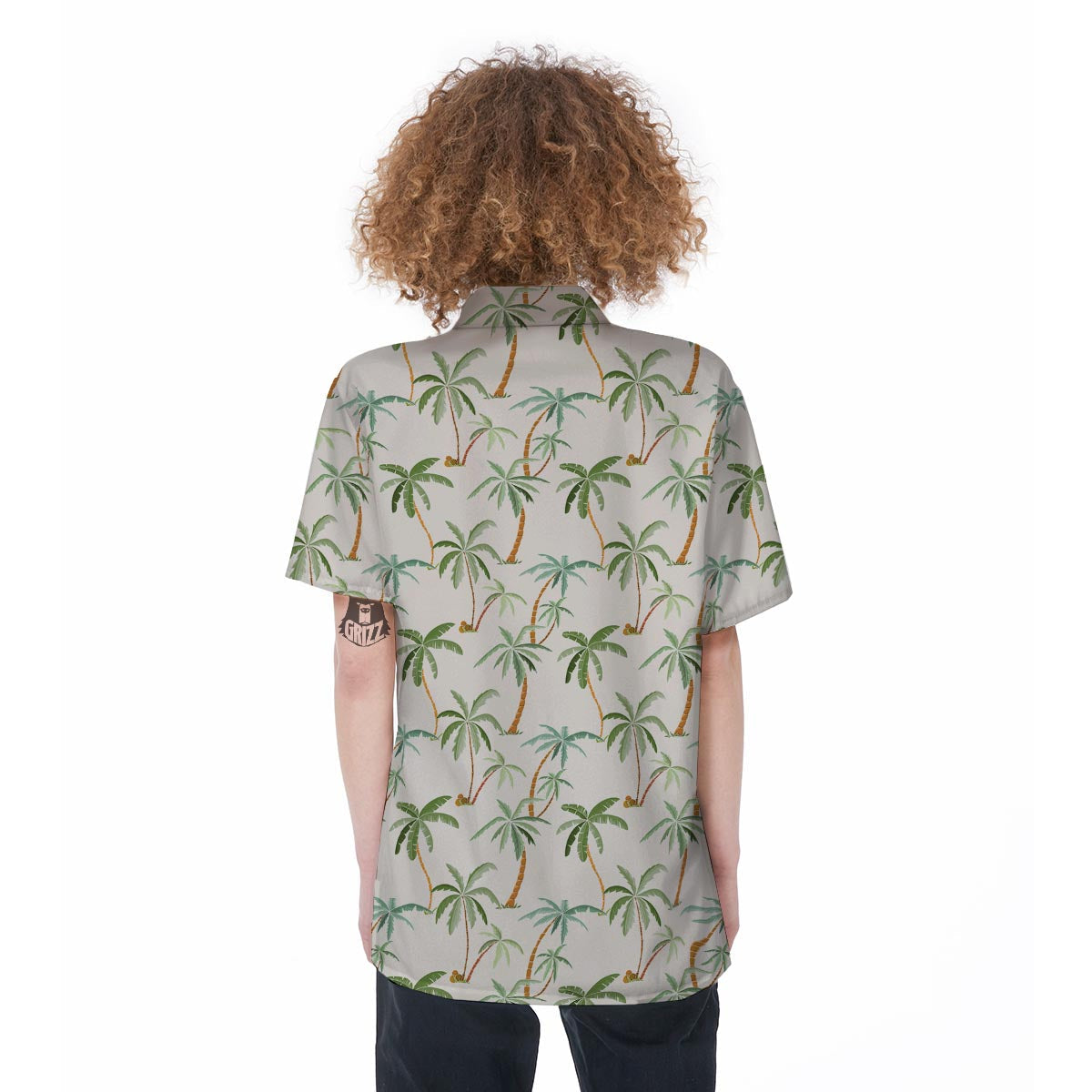 Tropical Palm Tree Hawaiian Print Women's Short Sleeve Shirts-grizzshop