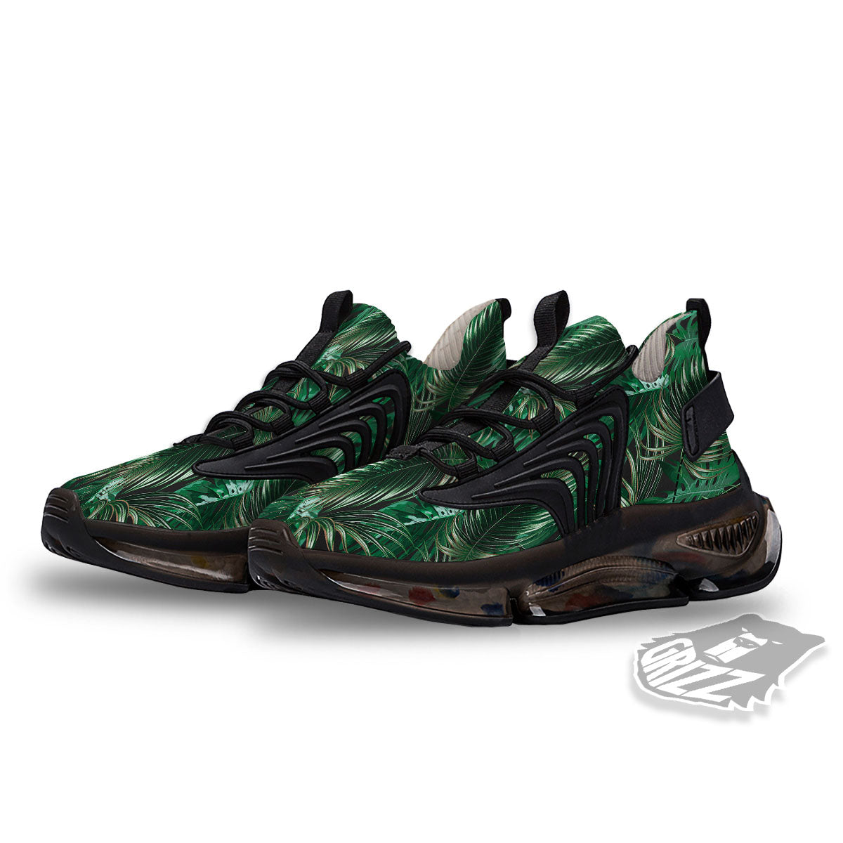 Tropical Palm Tree Print Pattern Black Gym Shoes-grizzshop