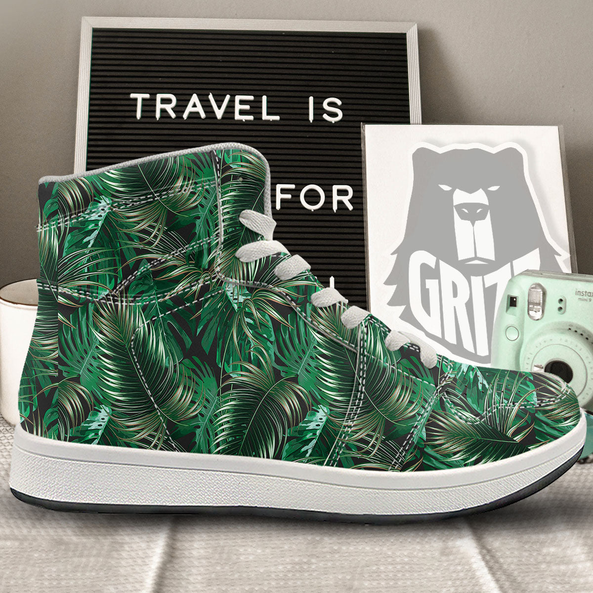 Tropical Palm Tree Print Pattern High Top Sneakers-grizzshop