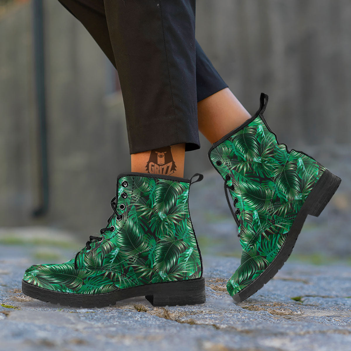 Tropical Palm Tree Print Pattern Leather Boots-grizzshop