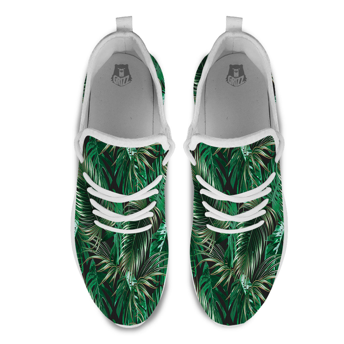 Tropical Palm Tree Print Pattern White Athletic Shoes-grizzshop