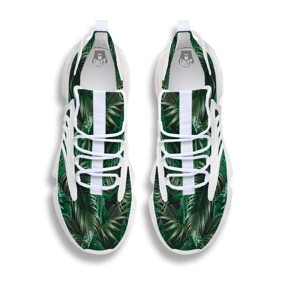 Tropical Palm Tree Print Pattern White Gym Shoes-grizzshop