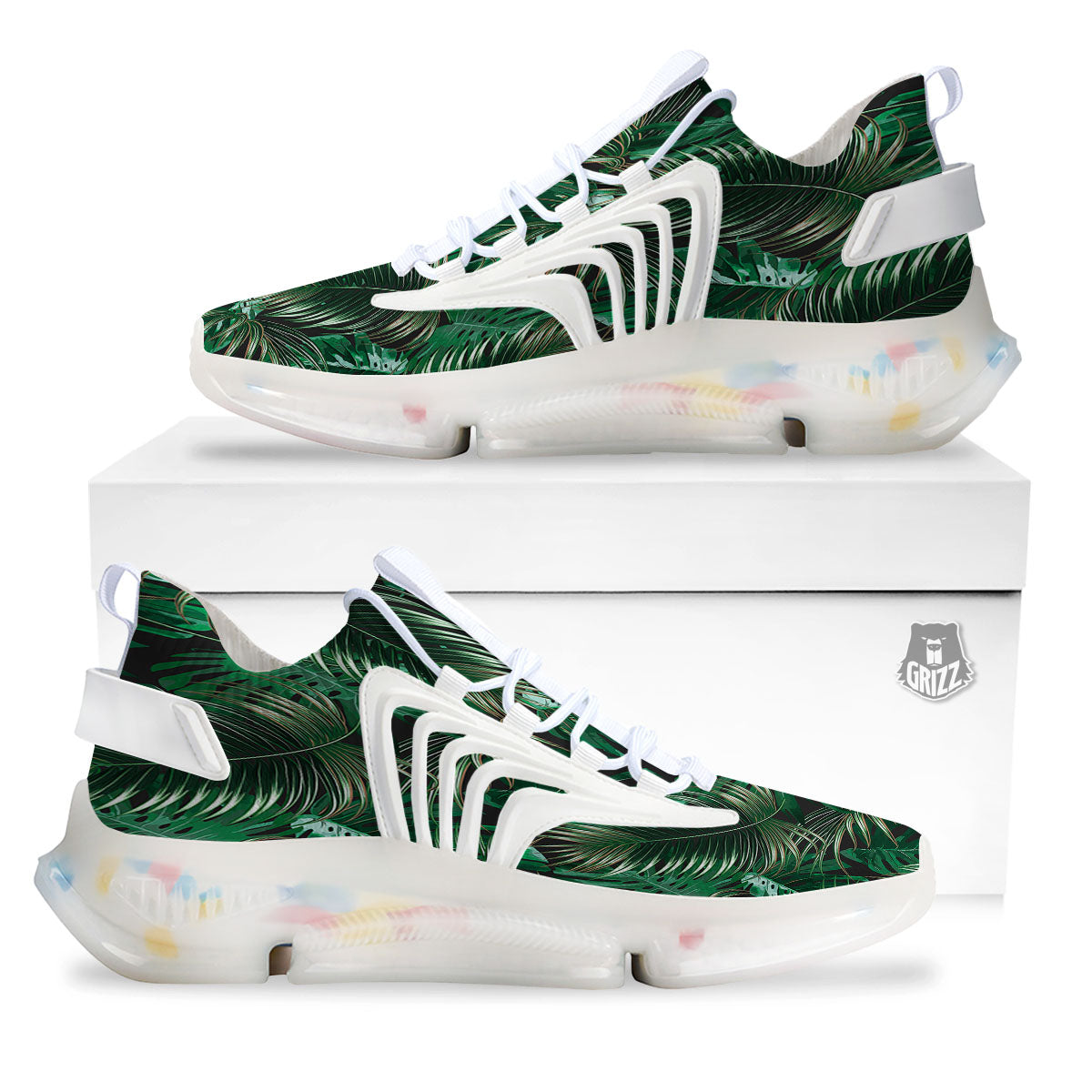 Tropical Palm Tree Print Pattern White Gym Shoes-grizzshop