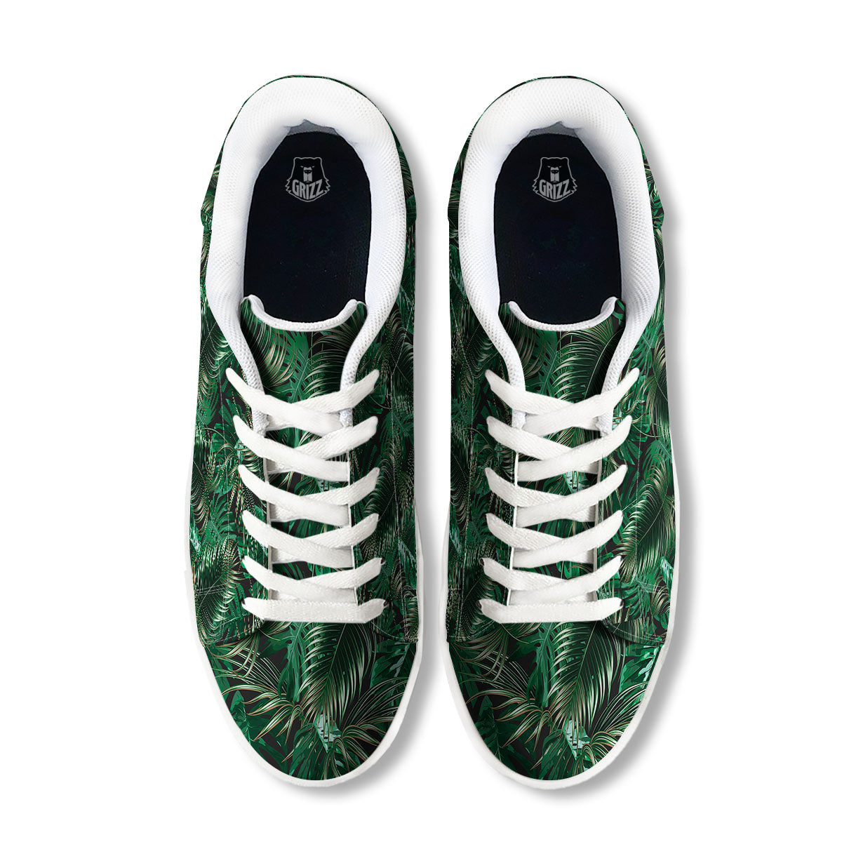 Tropical Palm Tree Print Pattern White Low Top Sneakers-grizzshop