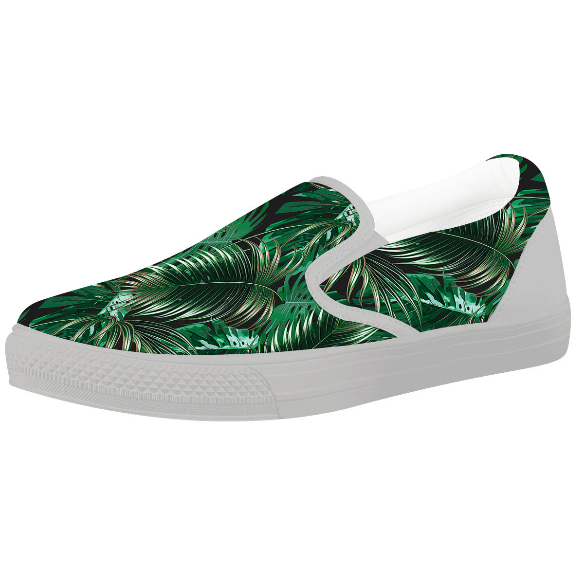 Tropical Palm Tree Print Pattern White Slip On Shoes-grizzshop