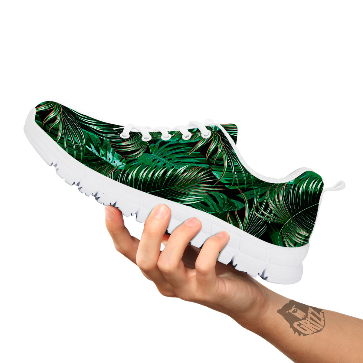 Tropical Palm Tree Print Pattern White Sneaker-grizzshop