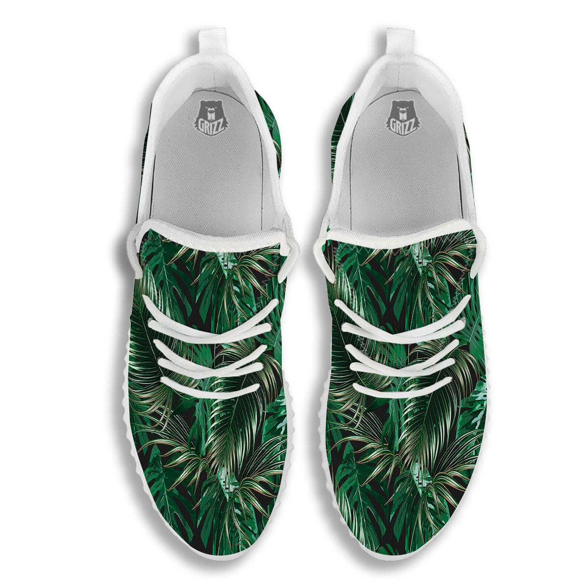 Tropical Palm Tree Print Pattern White Walking Shoes-grizzshop