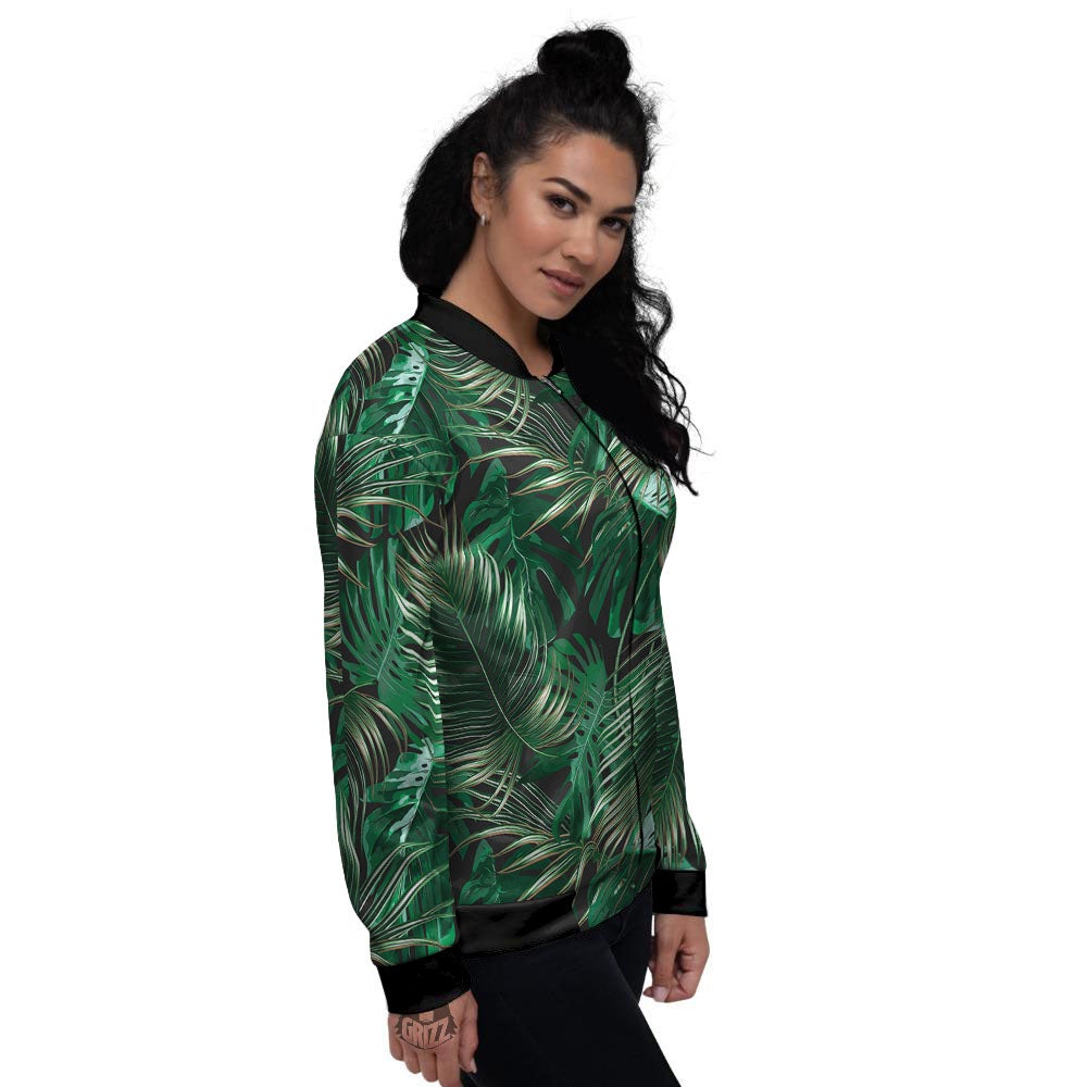 Tropical Palm Tree Print Pattern Women's Bomber Jacket-grizzshop