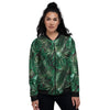 Tropical Palm Tree Print Pattern Women's Bomber Jacket-grizzshop