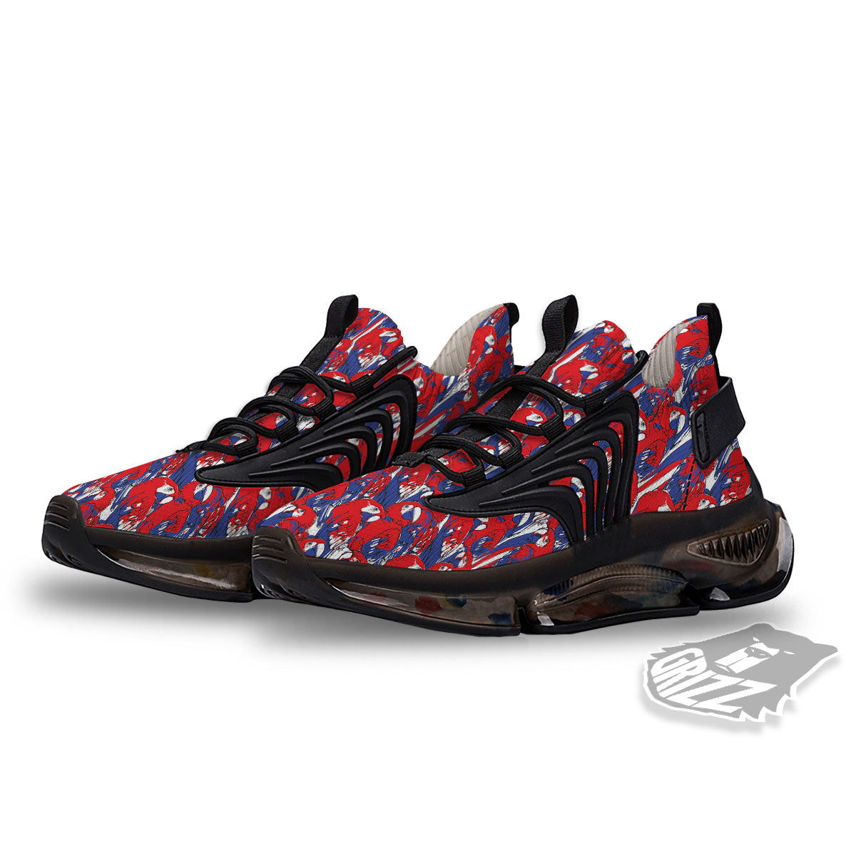 Tropical Parrot Print Pattern Black Gym Shoes-grizzshop