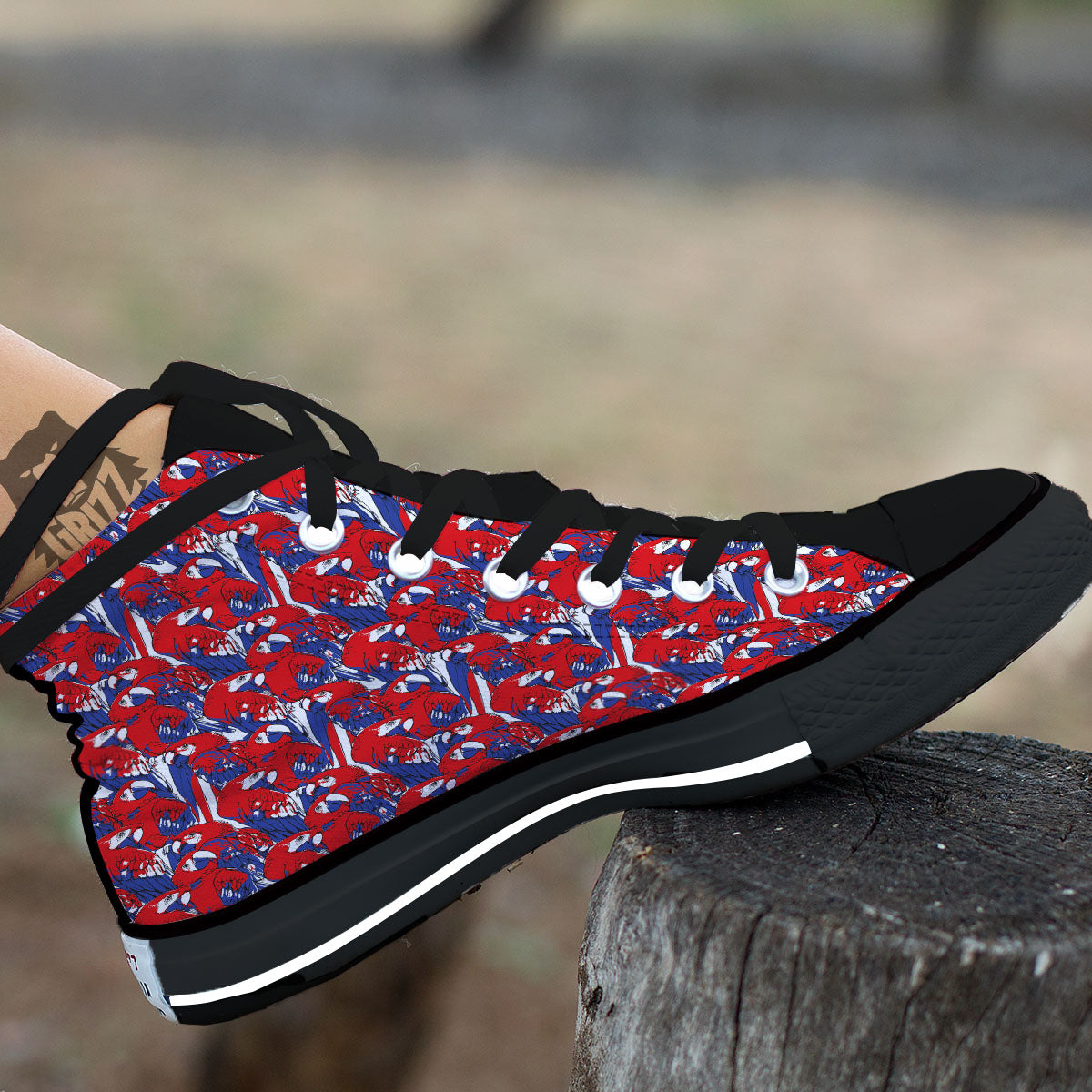Tropical Parrot Print Pattern High Top Shoes-grizzshop