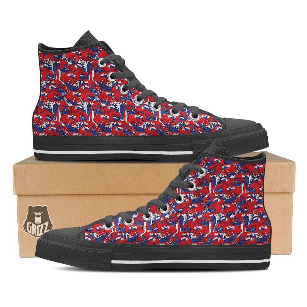 Tropical Parrot Print Pattern High Top Shoes-grizzshop