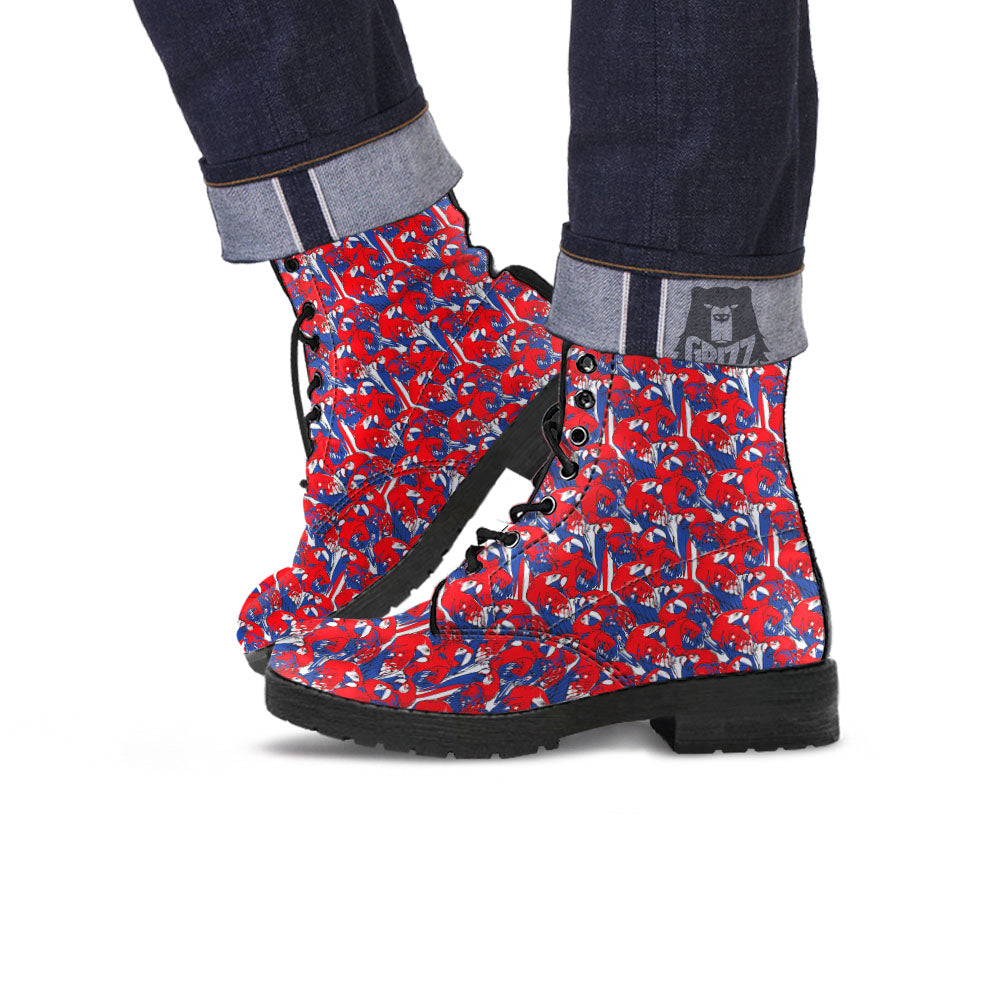Tropical Parrot Print Pattern Leather Boots-grizzshop