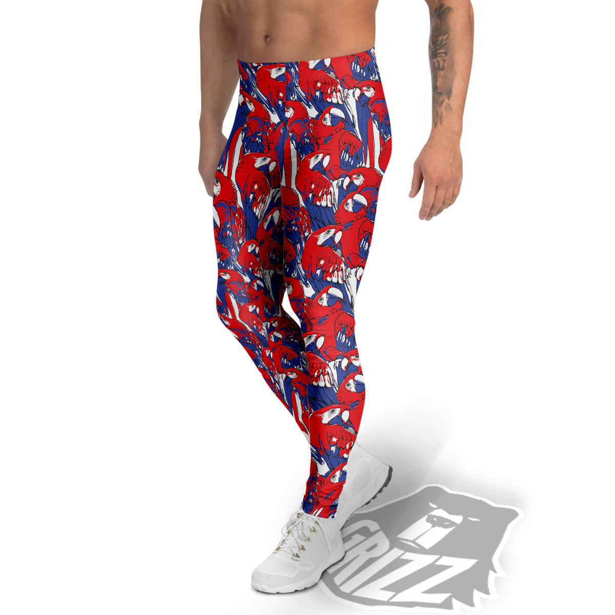 Tropical Parrot Print Pattern Men's Leggings-grizzshop