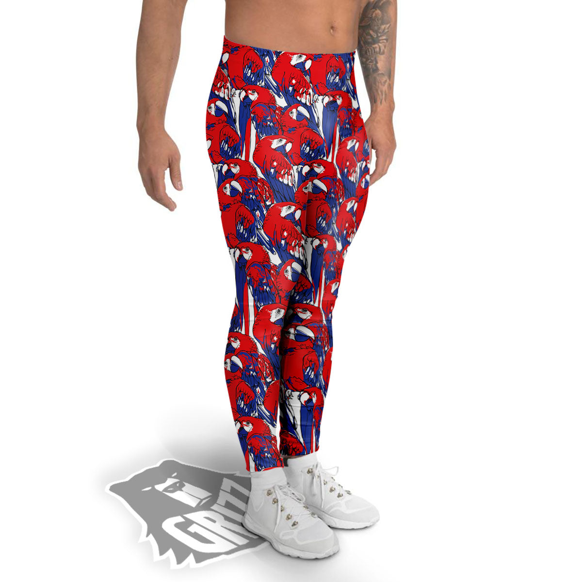 Tropical Parrot Print Pattern Men's Leggings-grizzshop