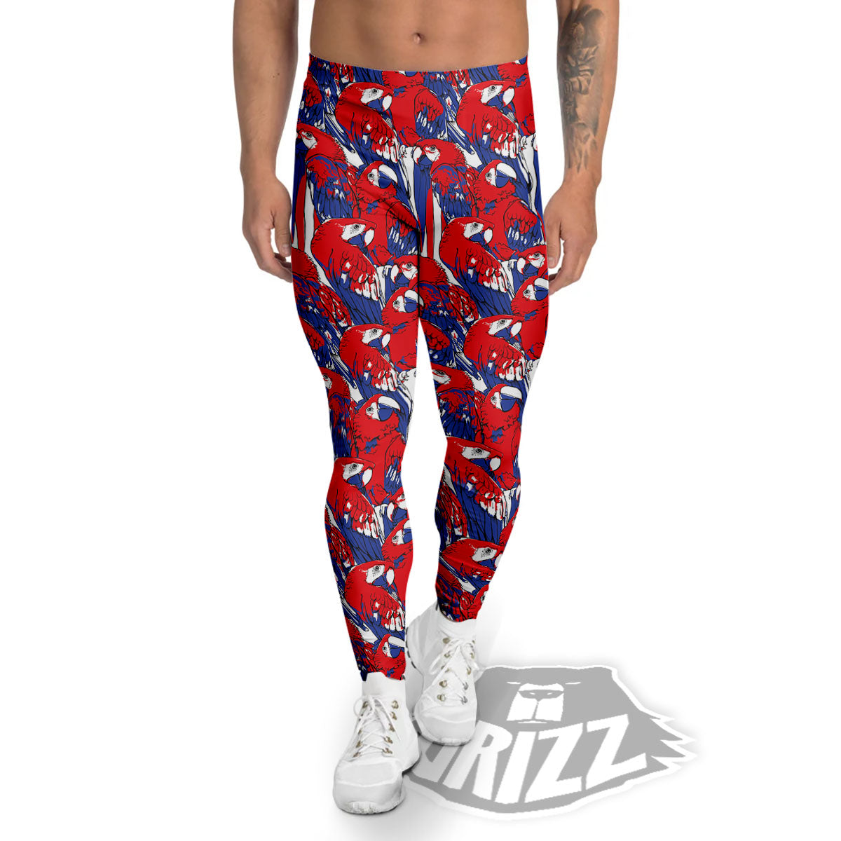 Tropical Parrot Print Pattern Men's Leggings-grizzshop