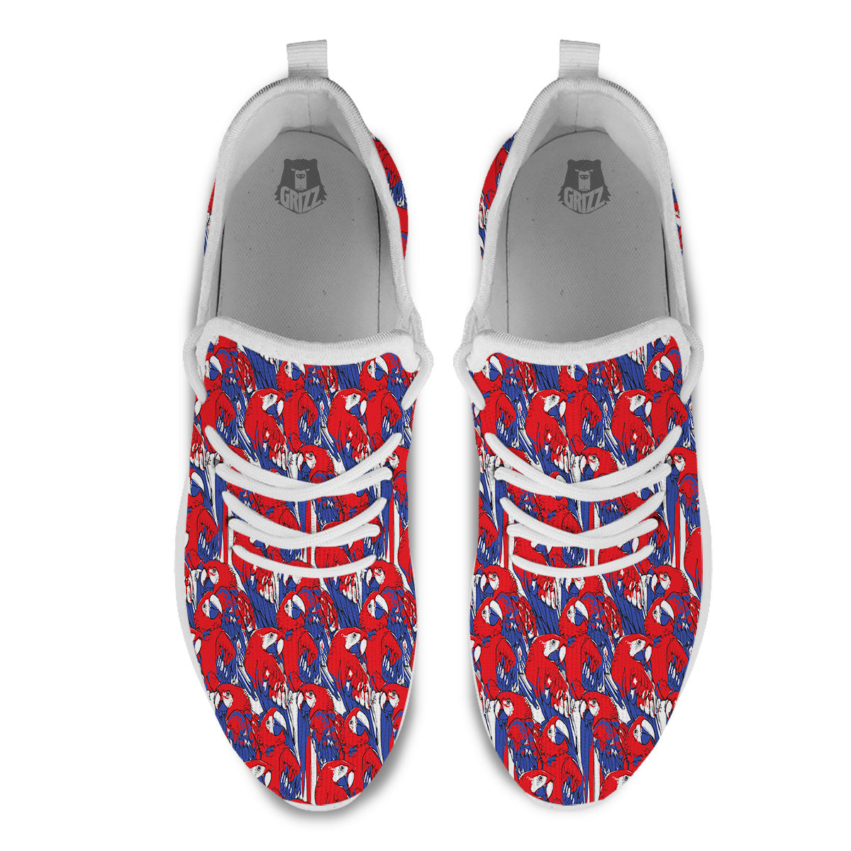 Tropical Parrot Print Pattern White Athletic Shoes-grizzshop