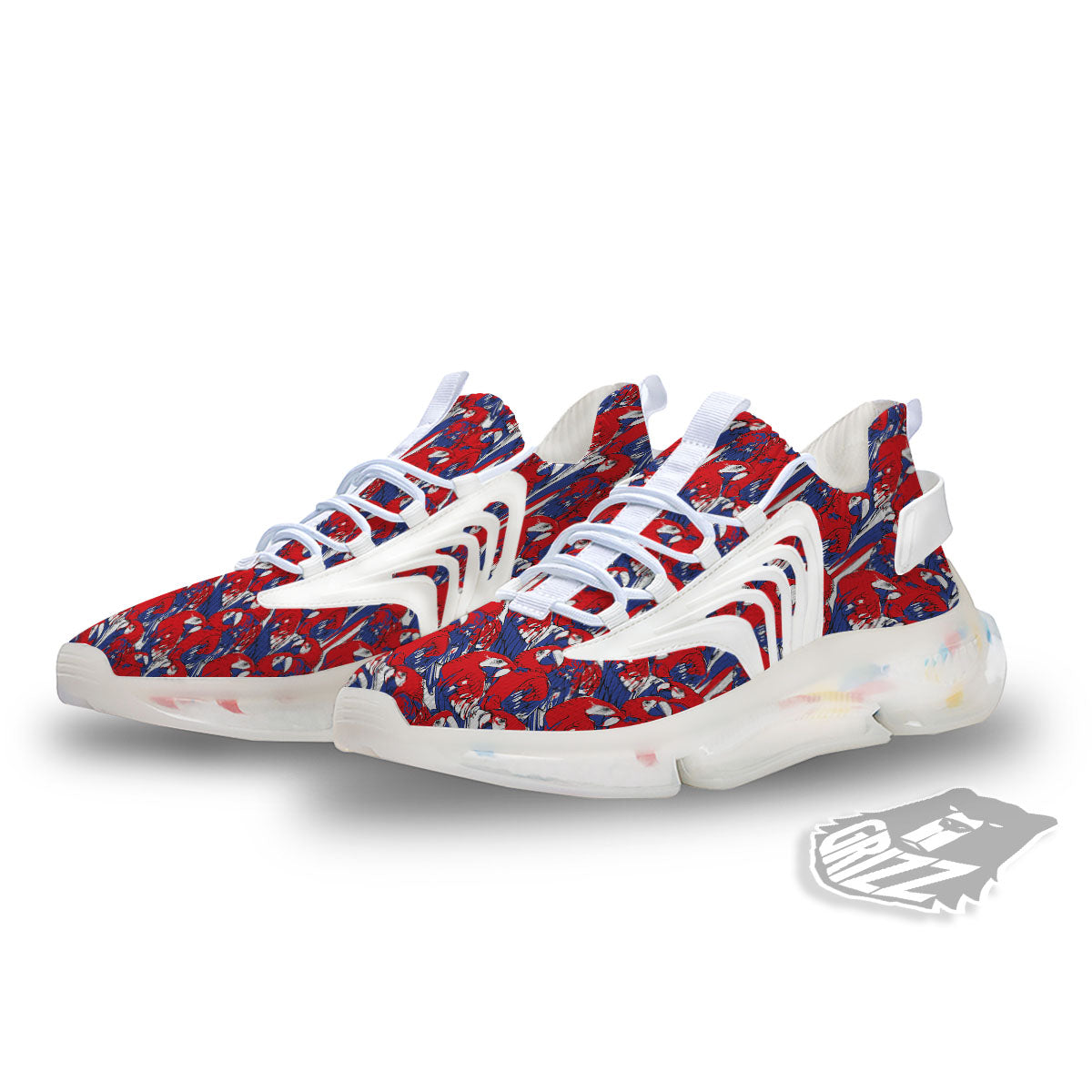 Tropical Parrot Print Pattern White Gym Shoes-grizzshop
