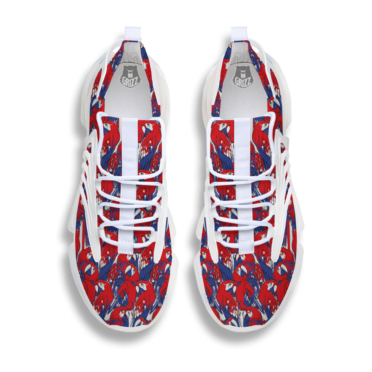 Tropical Parrot Print Pattern White Gym Shoes-grizzshop