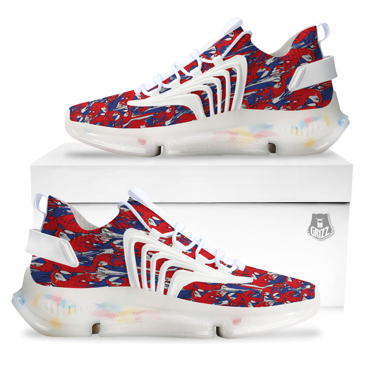 Tropical Parrot Print Pattern White Gym Shoes-grizzshop
