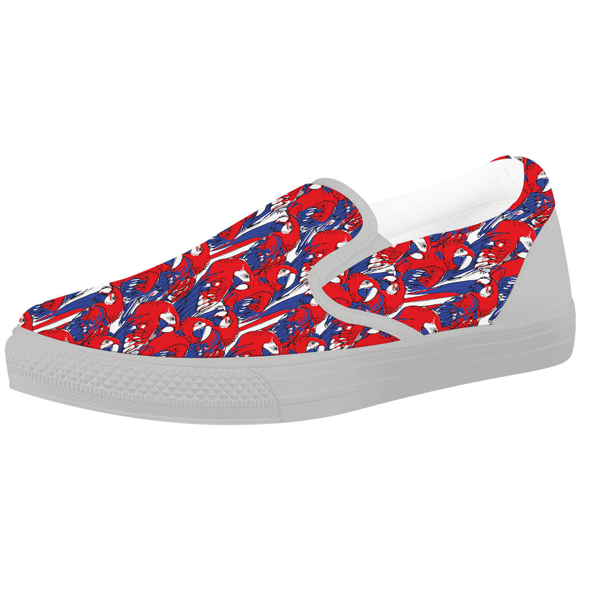 Tropical Parrot Print Pattern White Slip On Shoes-grizzshop