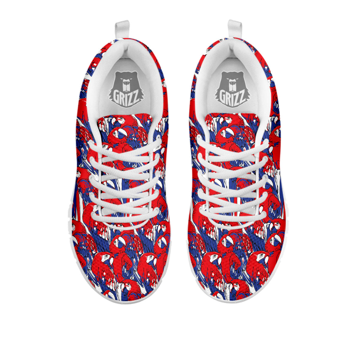 Tropical Parrot Print Pattern White Sneaker-grizzshop