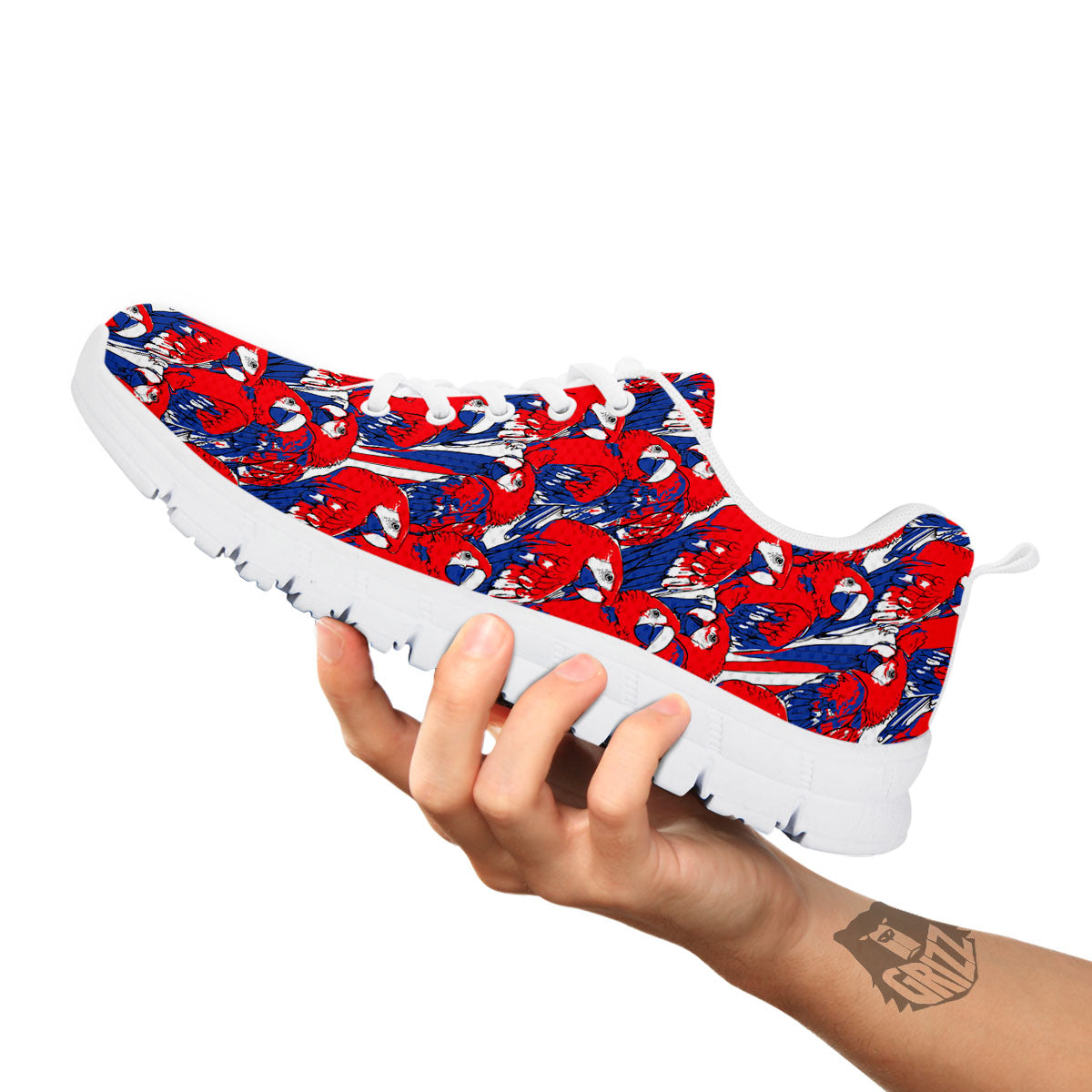 Tropical Parrot Print Pattern White Sneaker-grizzshop