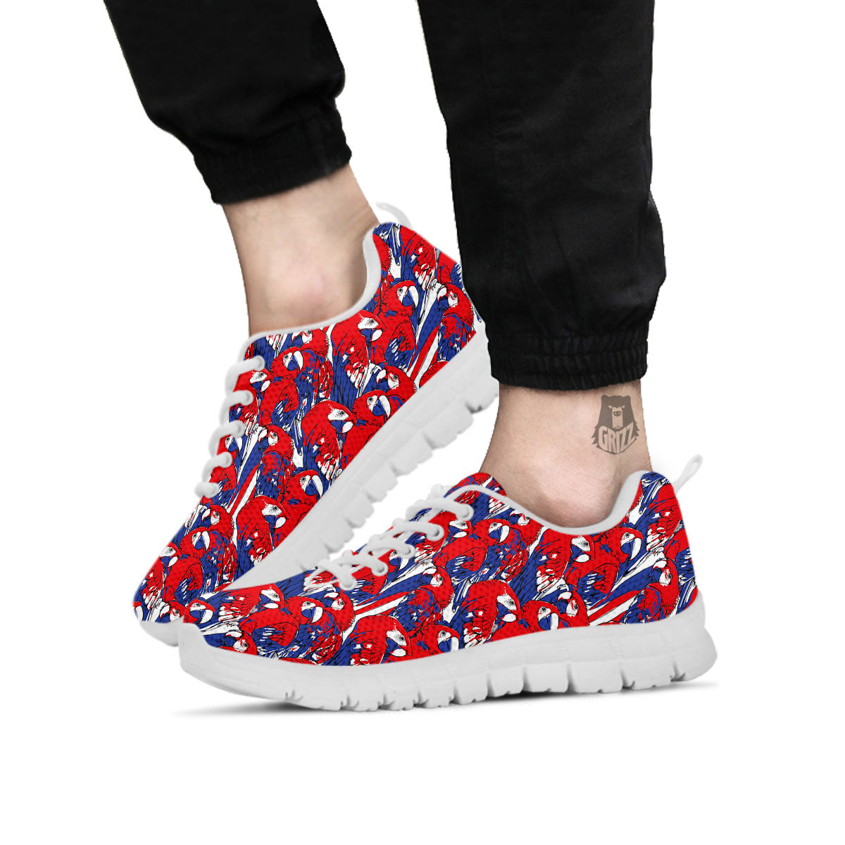 Tropical Parrot Print Pattern White Sneaker-grizzshop
