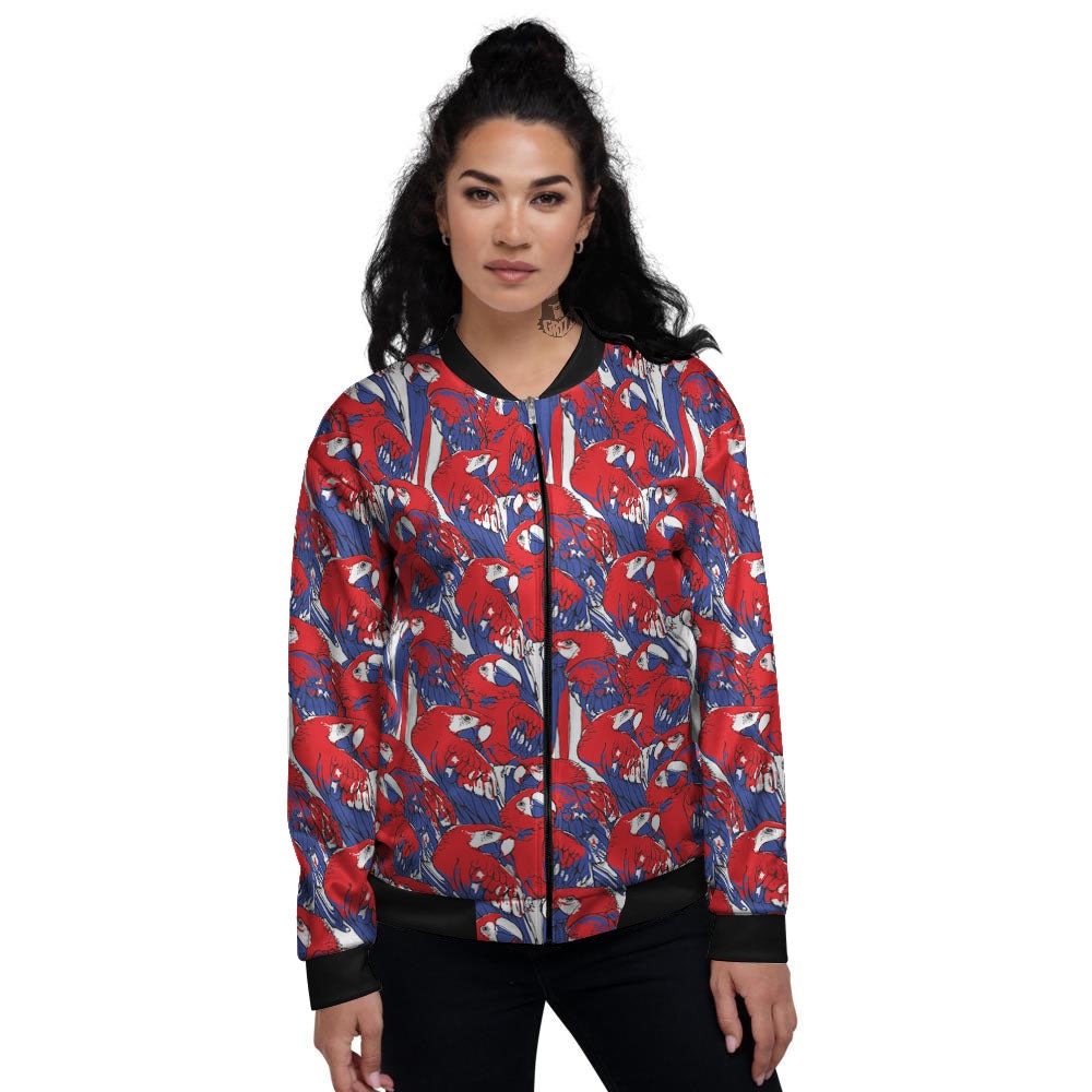 Tropical Parrot Print Pattern Women's Bomber Jacket-grizzshop