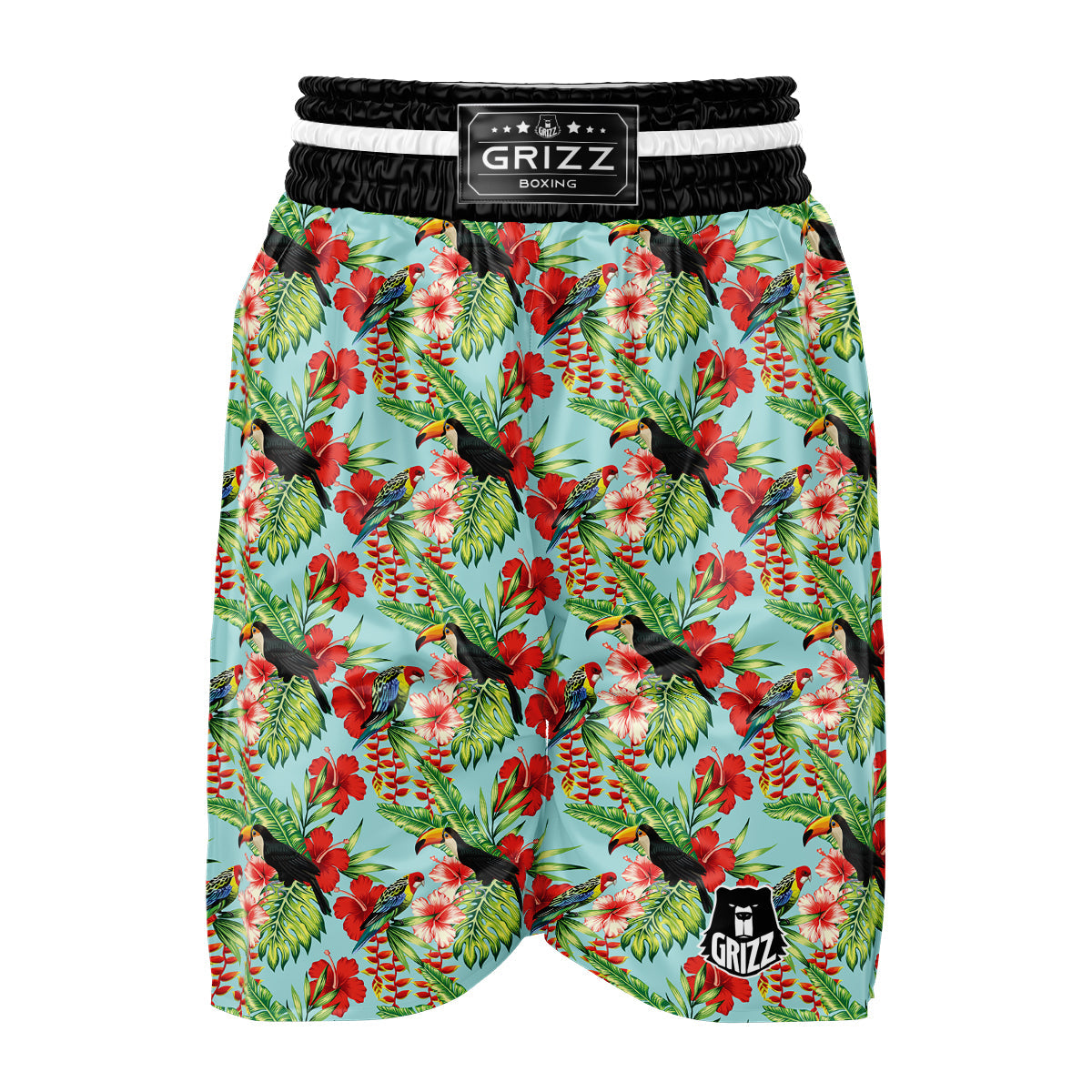 Tropical Parrot Toucan Print Pattern Boxing Shorts-grizzshop
