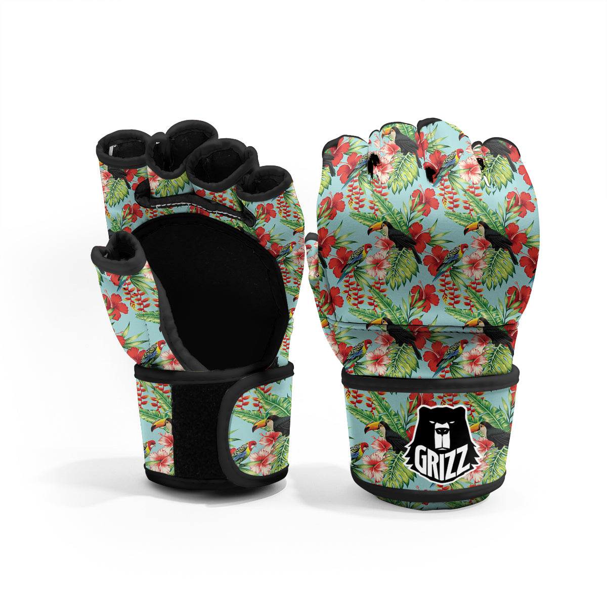 Tropical Parrot Toucan Print Pattern MMA Gloves-grizzshop