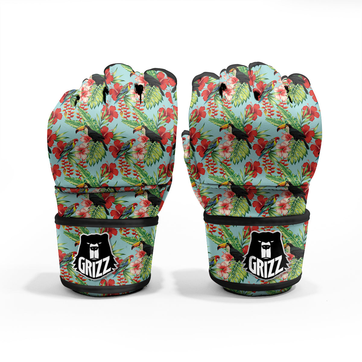 Tropical Parrot Toucan Print Pattern MMA Gloves-grizzshop
