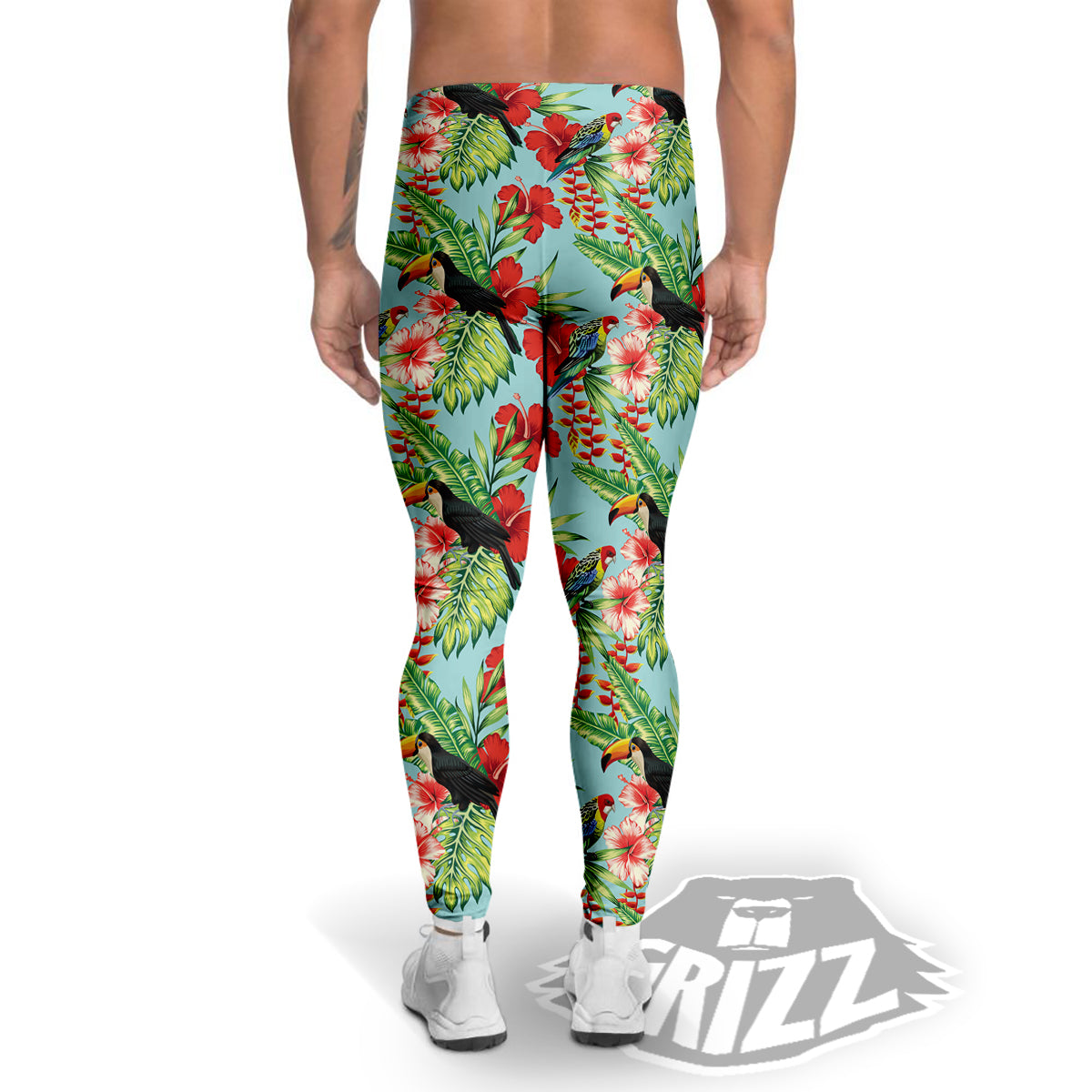 Tropical Parrot Toucan Print Pattern Men's Leggings-grizzshop