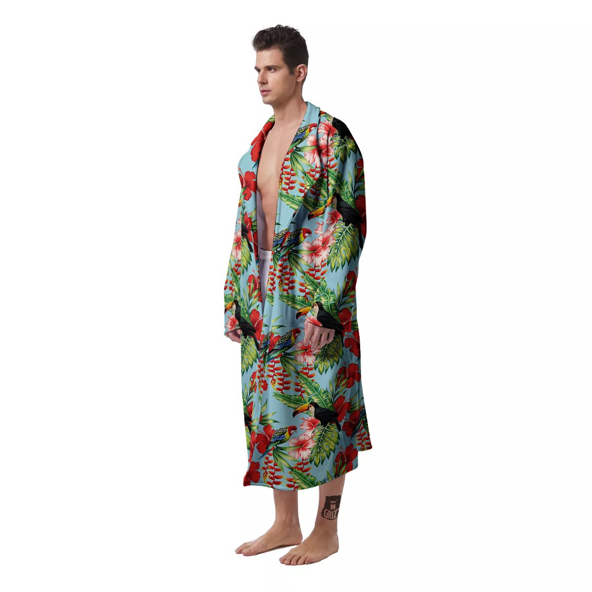 Tropical Parrot Toucan Print Pattern Men's Robe-grizzshop