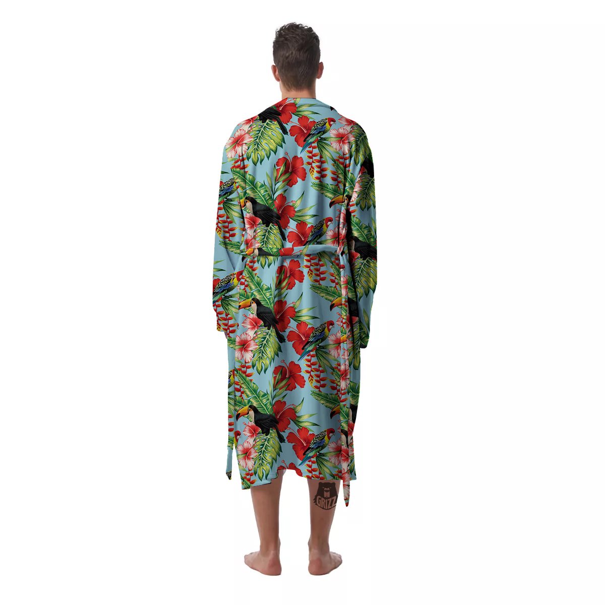 Tropical Parrot Toucan Print Pattern Men's Robe-grizzshop