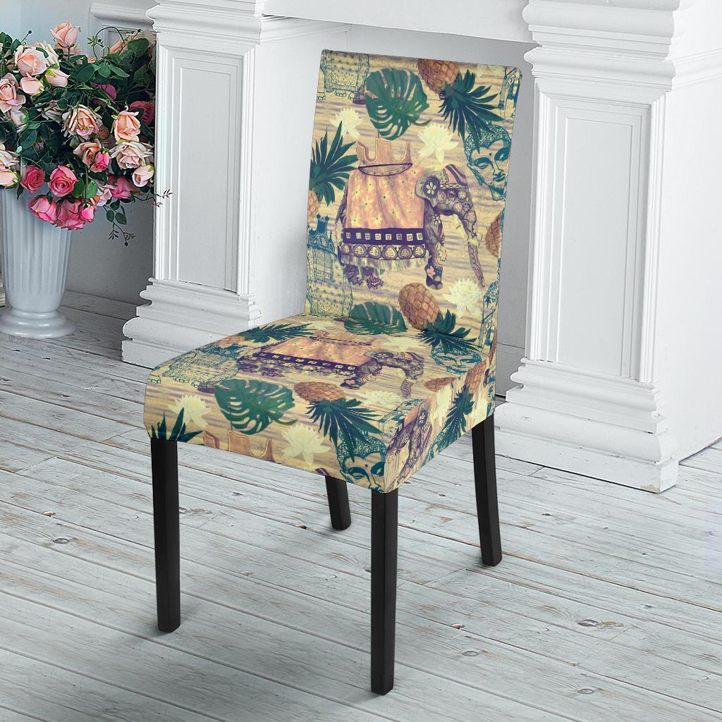 Tropical Pineapple Buddha Elephant Print Chair Cover-grizzshop