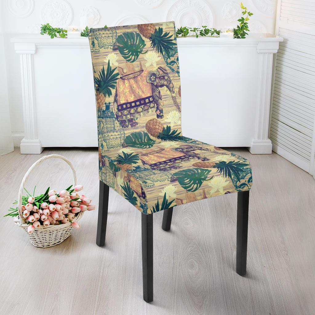 Tropical Pineapple Buddha Elephant Print Chair Cover-grizzshop