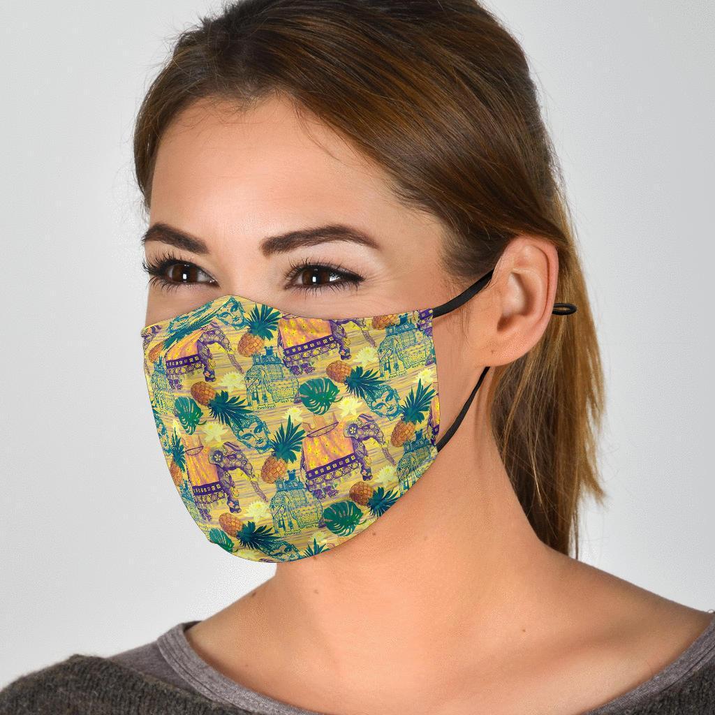 Tropical Pineapple Buddha Elephant Print Face Mask-grizzshop