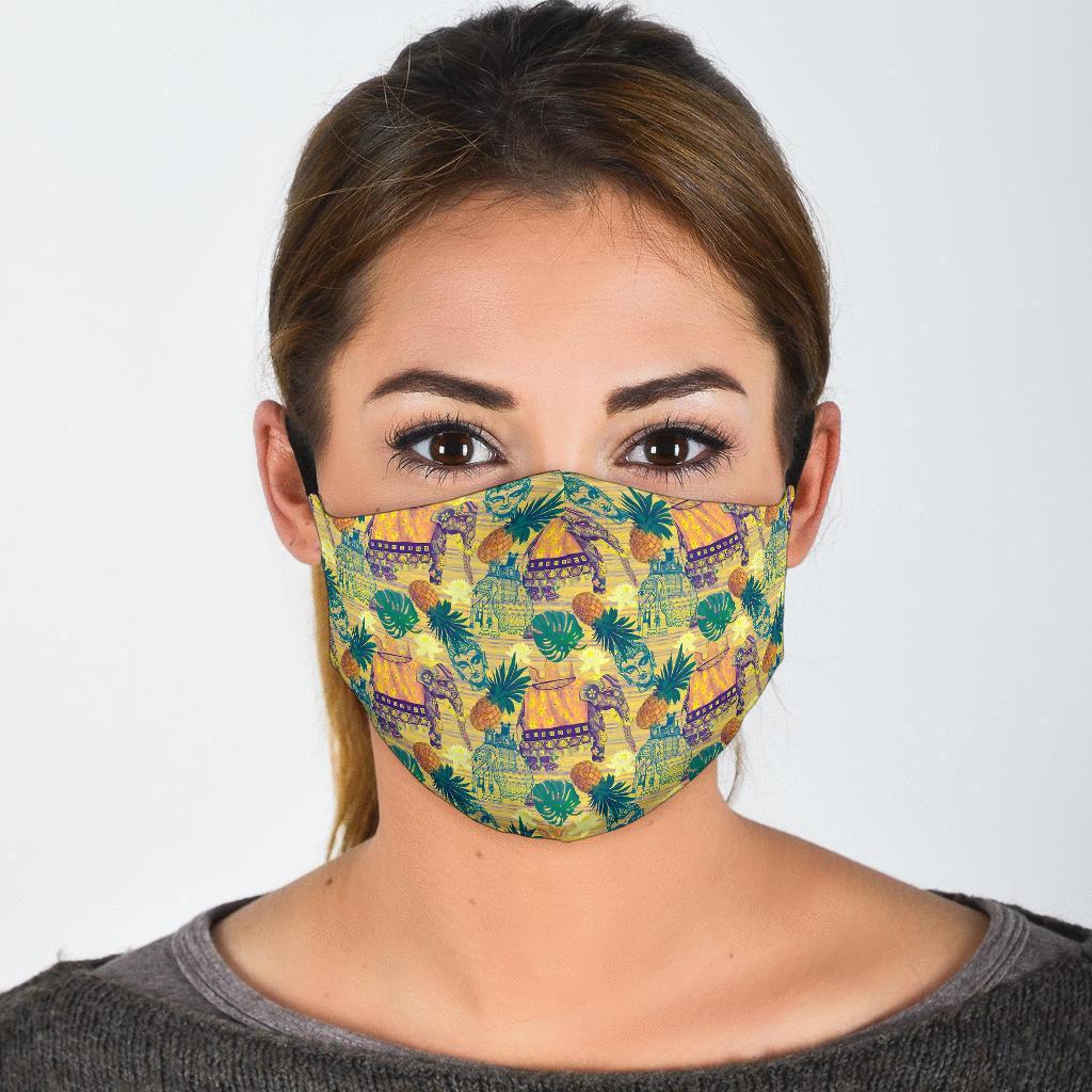 Tropical Pineapple Buddha Elephant Print Face Mask-grizzshop