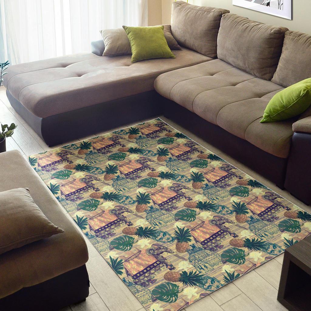 Tropical Pineapple Buddha Elephant Print Floor Mat-grizzshop