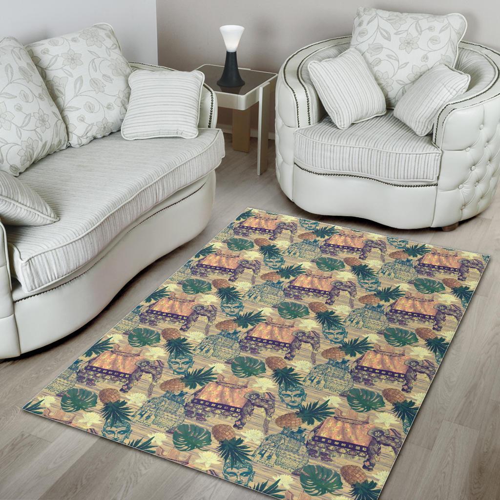 Tropical Pineapple Buddha Elephant Print Floor Mat-grizzshop