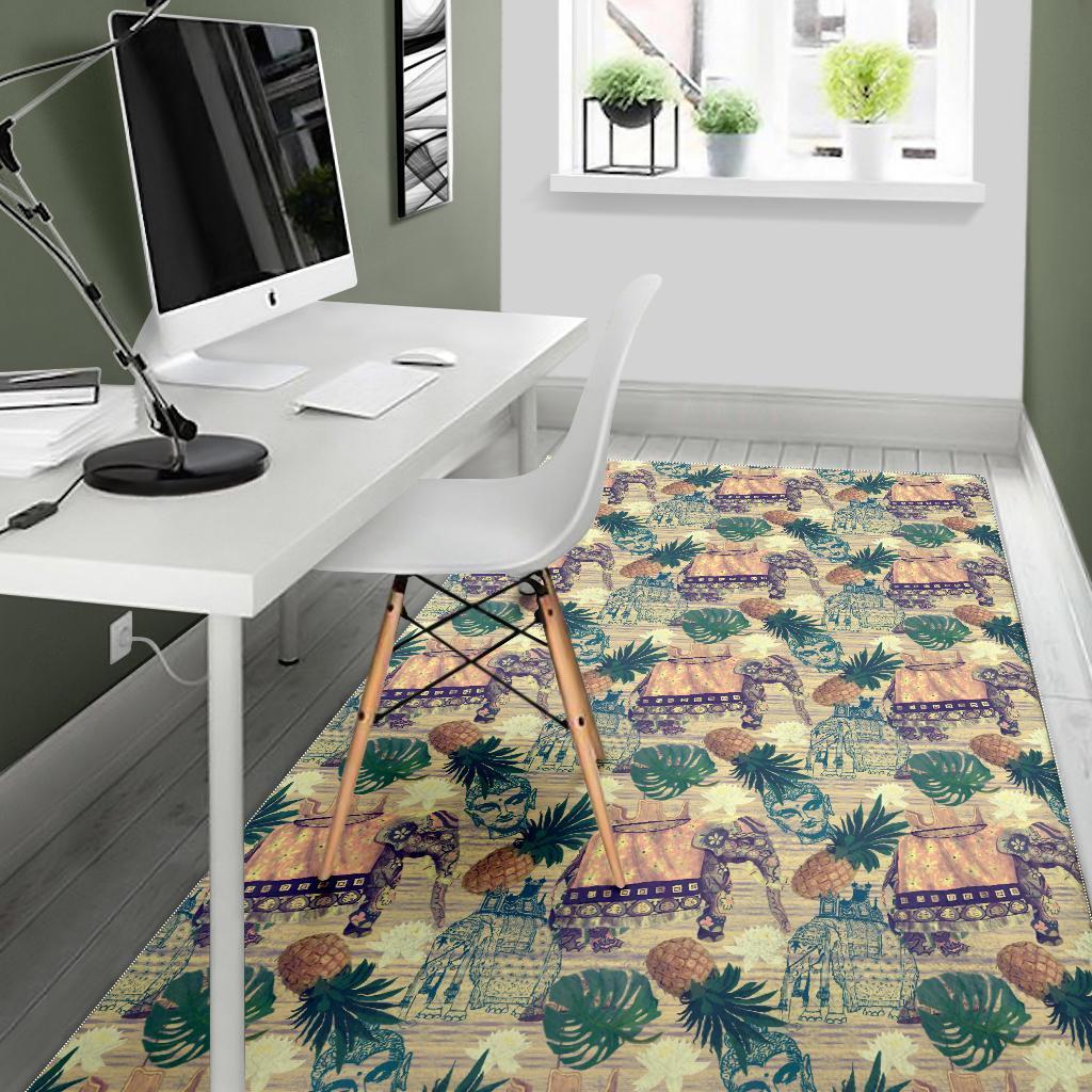 Tropical Pineapple Buddha Elephant Print Floor Mat-grizzshop