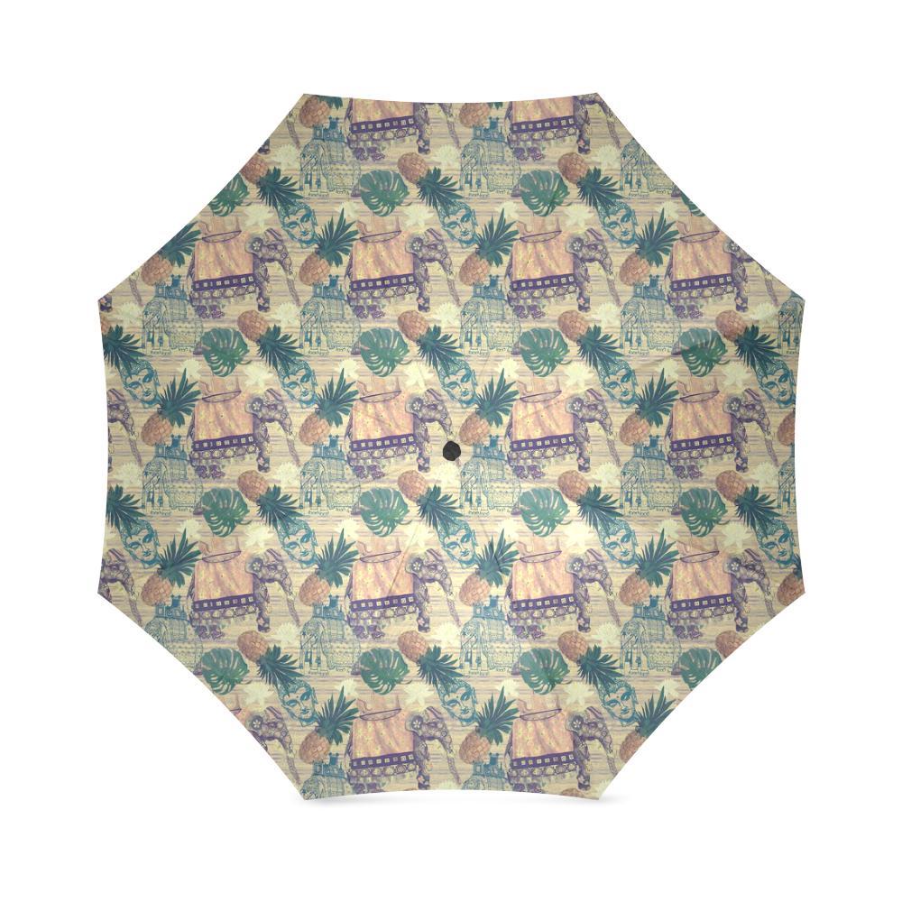 Tropical Pineapple Buddha Elephant Print Foldable Umbrella-grizzshop