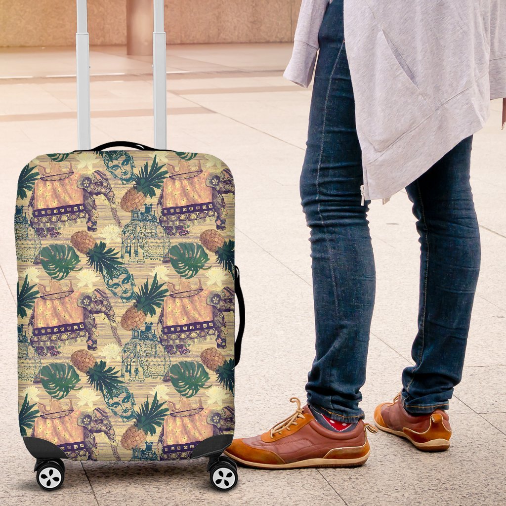 Tropical Pineapple Buddha Elephant Print Luggage Cover Protector-grizzshop