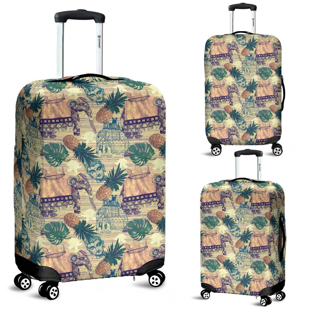 Tropical Pineapple Buddha Elephant Print Luggage Cover Protector-grizzshop