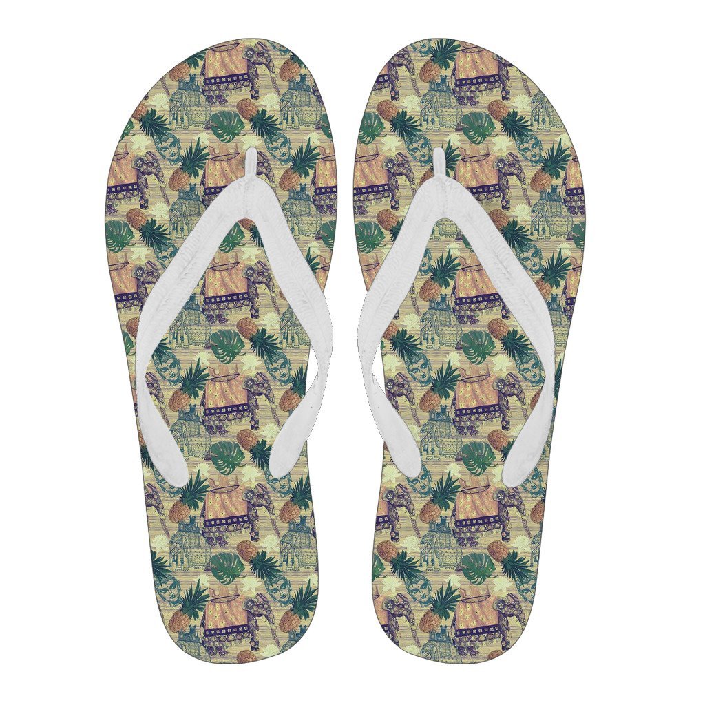 Tropical Pineapple Buddha Elephant Print Men & Women Flip Flops-grizzshop