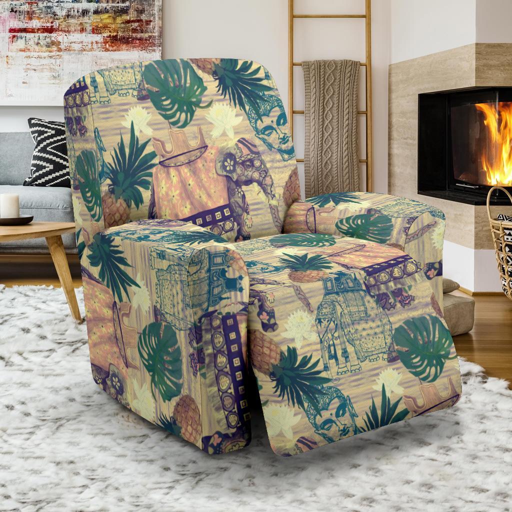 Tropical Pineapple Buddha Elephant Print Recliner Cover-grizzshop